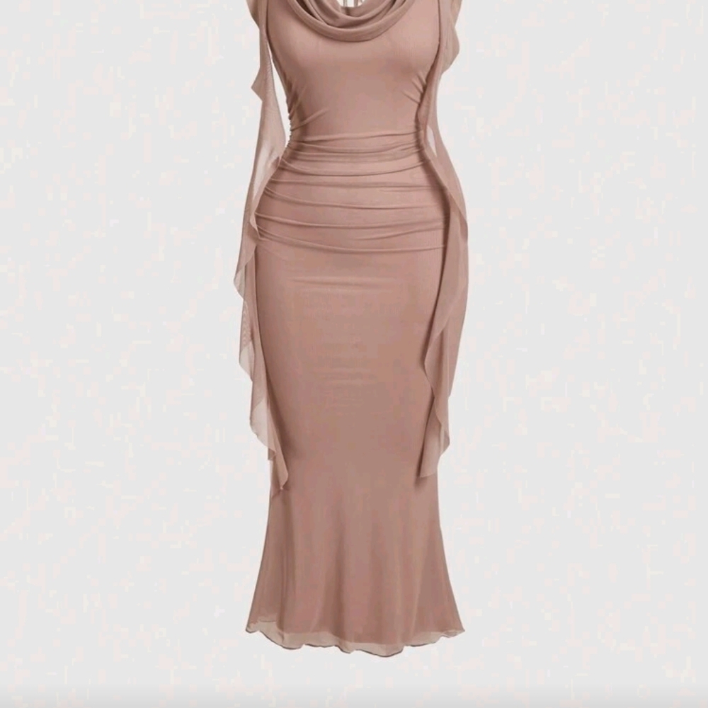 Elegant Sleeveless Brown Dress